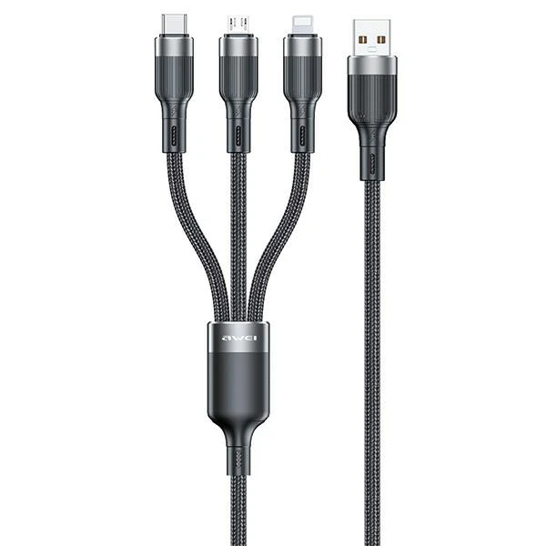 AWEI kabelis CL-975 usb-c/lightning/mico 3in1 juodos spalvos aprašymas - Prekės nuotrauka