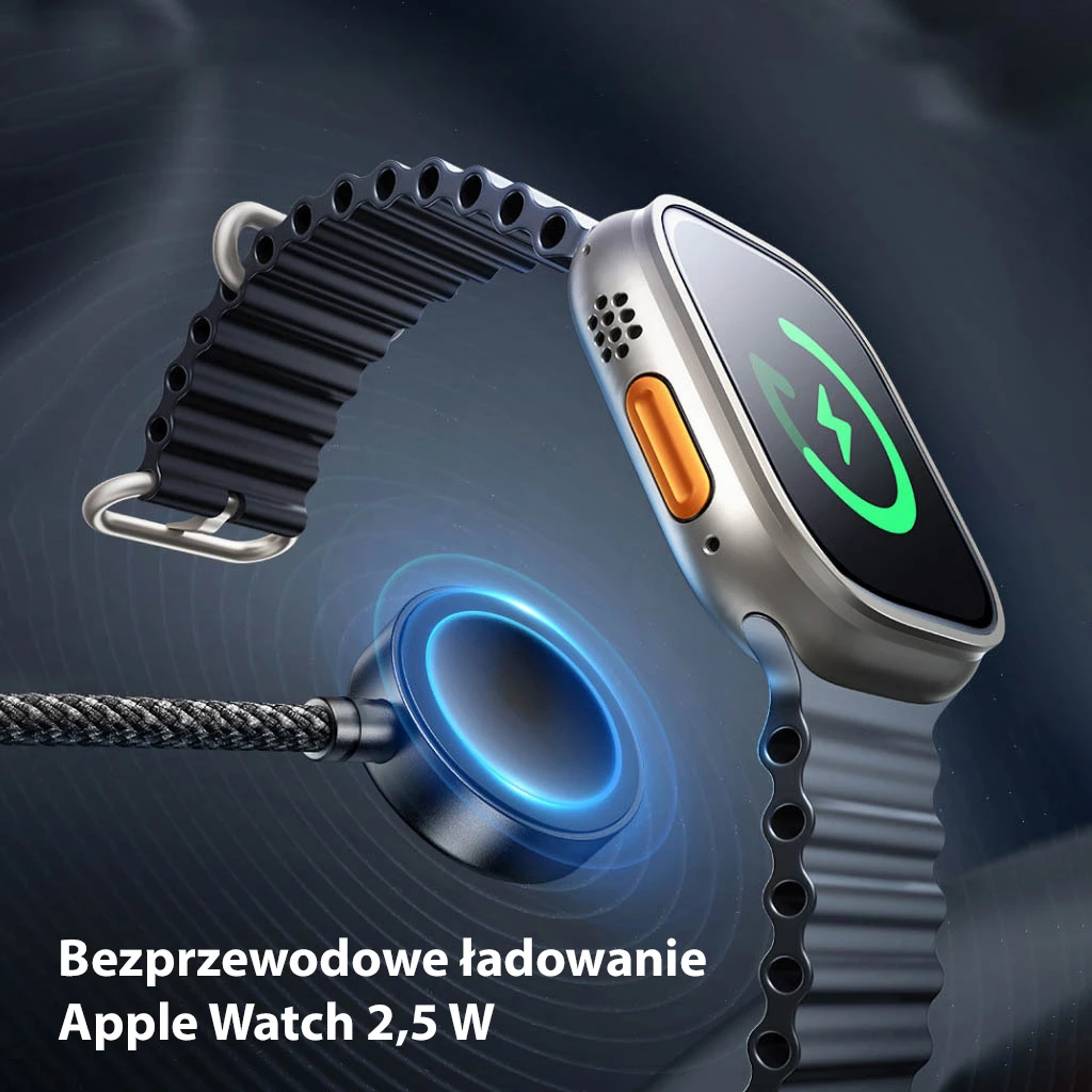 AWEI kabelis W23 3in1 usb-c/lightning/watch 100W/10W/2.5W juodos spalvos aprašymas - Prekės nuotrauka AWEI kabelis W23 3in1 usb-c/lightning/watch 100W/10W/2.5W juodos spalvos aprašymas - Prekės nuotrauka