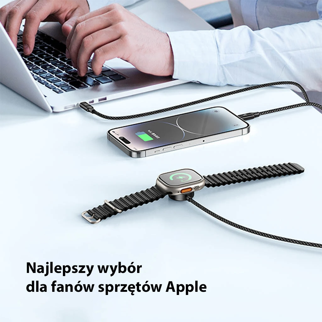AWEI kabelis W23 3in1 usb-c/lightning/watch 100W/10W/2.5W juodos spalvos aprašymas - Prekės nuotrauka AWEI kabelis W23 3in1 usb-c/lightning/watch 100W/10W/2.5W juodos spalvos aprašymas - Prekės nuotrauka