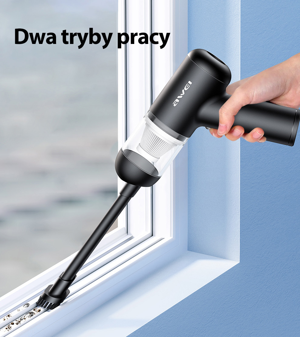 AWEI Mini nešiojamasis dulkių siurblys V2 su dulkių indikatoriumi, juodas aprašymas - Prekės nuotrauka
