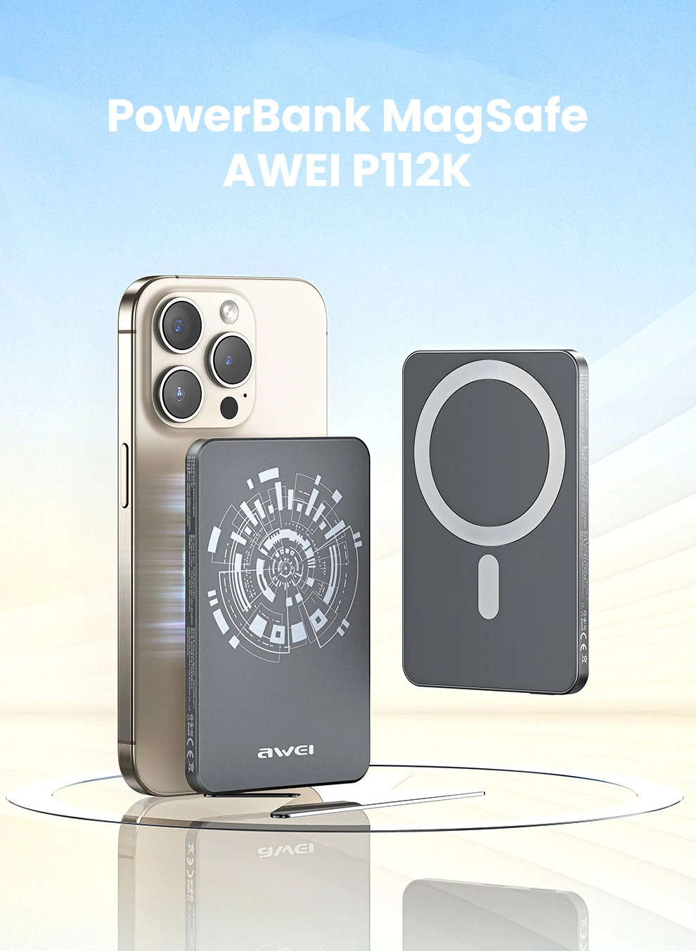 AWEI PowerBank MagSafe P112K 5000mAh pilkos spalvos aprašymas - Prekės nuotrauka AWEI PowerBank MagSafe P112K 5000mAh pilkos spalvos aprašymas - Prekės nuotrauka