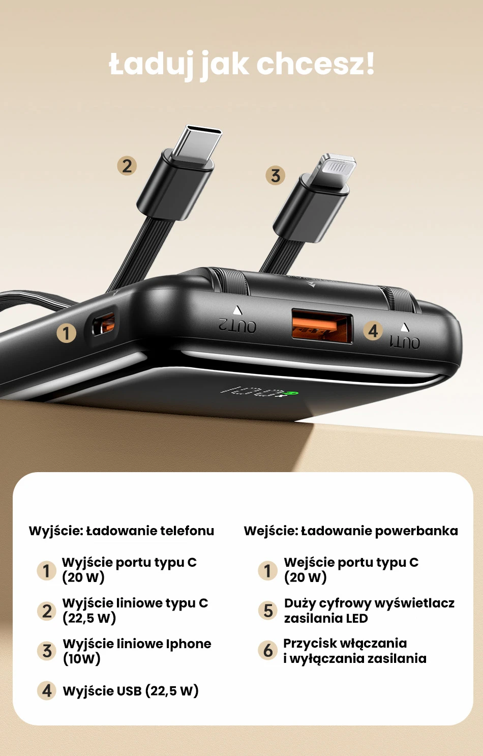 AWEI PowerBank P76K 10000mAh 22.5W juodos spalvos Digital Ekranas aprašymas - Prekės nuotrauka AWEI PowerBank P76K 10000mAh 22.5W juodos spalvos Digital Ekranas aprašymas - Prekės nuotrauka