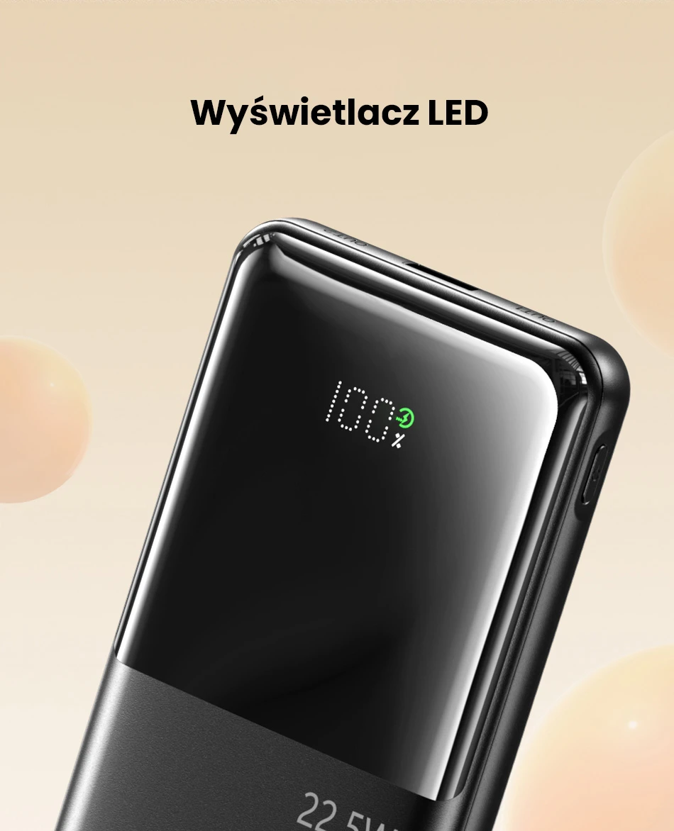 AWEI PowerBank P76K 10000mAh 22.5W juodos spalvos Digital Ekranas aprašymas - Prekės nuotrauka AWEI PowerBank P76K 10000mAh 22.5W juodos spalvos Digital Ekranas aprašymas - Prekės nuotrauka
