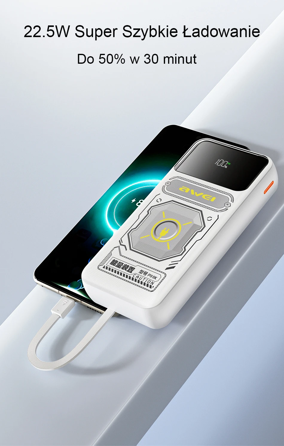 AWEI PowerBank P99K 20000mAh 22.5W juodos spalvos aprašymas - Prekės nuotrauka AWEI PowerBank P99K 20000mAh 22.5W juodos spalvos aprašymas - Prekės nuotrauka