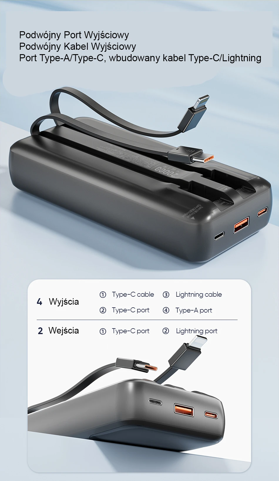 AWEI PowerBank P99K 20000mAh 22.5W juodos spalvos aprašymas - Prekės nuotrauka AWEI PowerBank P99K 20000mAh 22.5W juodos spalvos aprašymas - Prekės nuotrauka