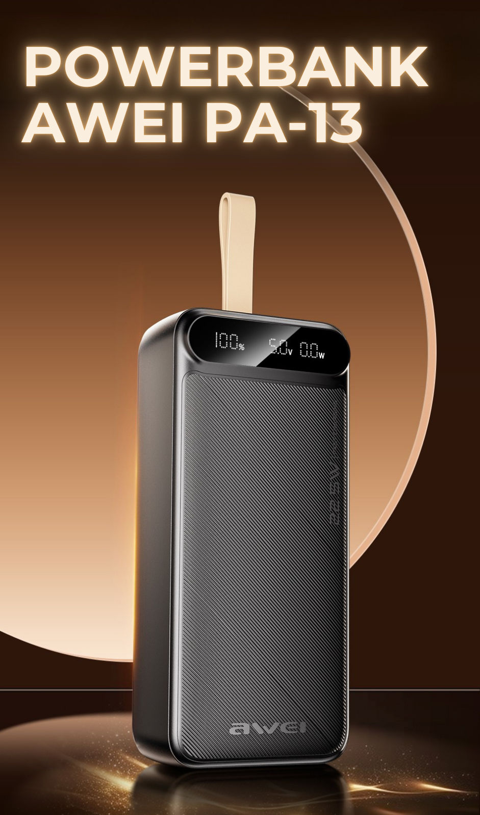 AWEI PowerBank PA-13 50000mAh 22.5W juodos spalvos aprašymas - Prekės nuotrauka AWEI PowerBank PA-13 50000mAh 22.5W juodos spalvos aprašymas - Prekės nuotrauka