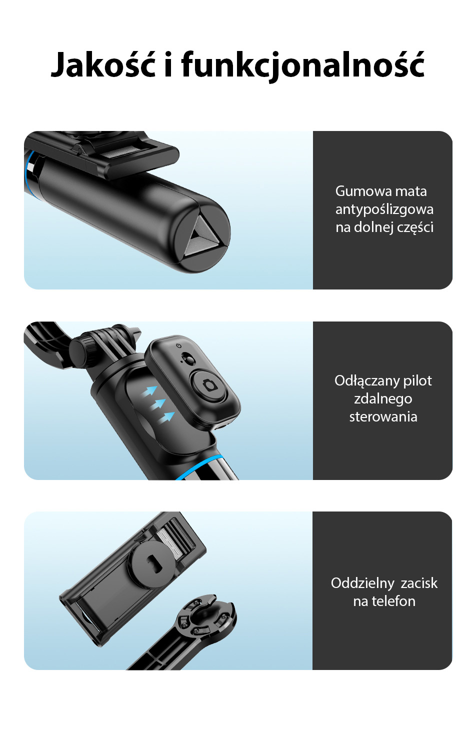 AWEI Selfie Stick X49 juodos spalvos aprašymas - Prekės nuotrauka AWEI Selfie Stick X49 juodos spalvos aprašymas - Prekės nuotrauka