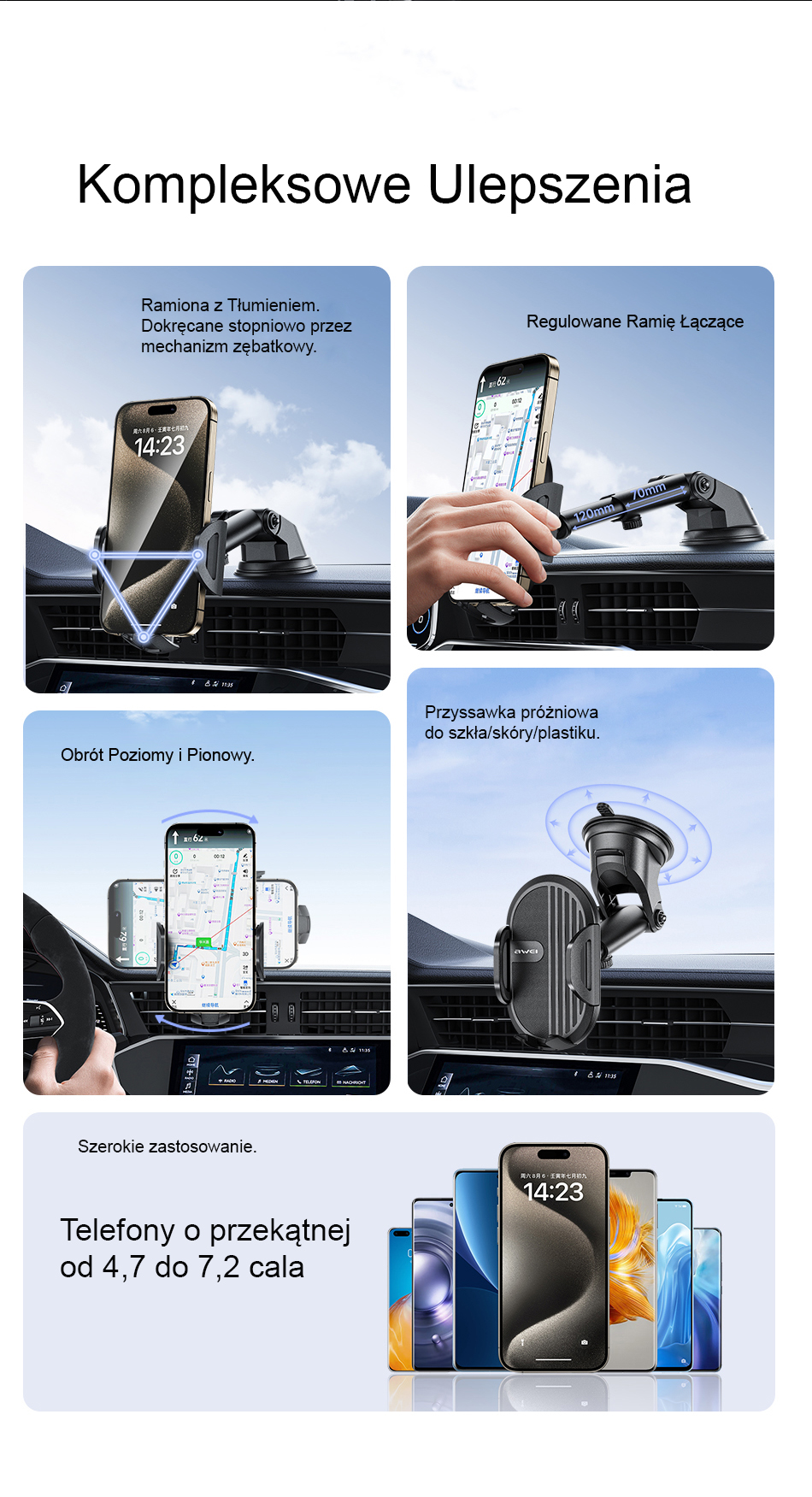 AWEI X72 car holder for dashboard juodas aprašymas - Prekės nuotrauka AWEI X72 car holder for dashboard juodas aprašymas - Prekės nuotrauka