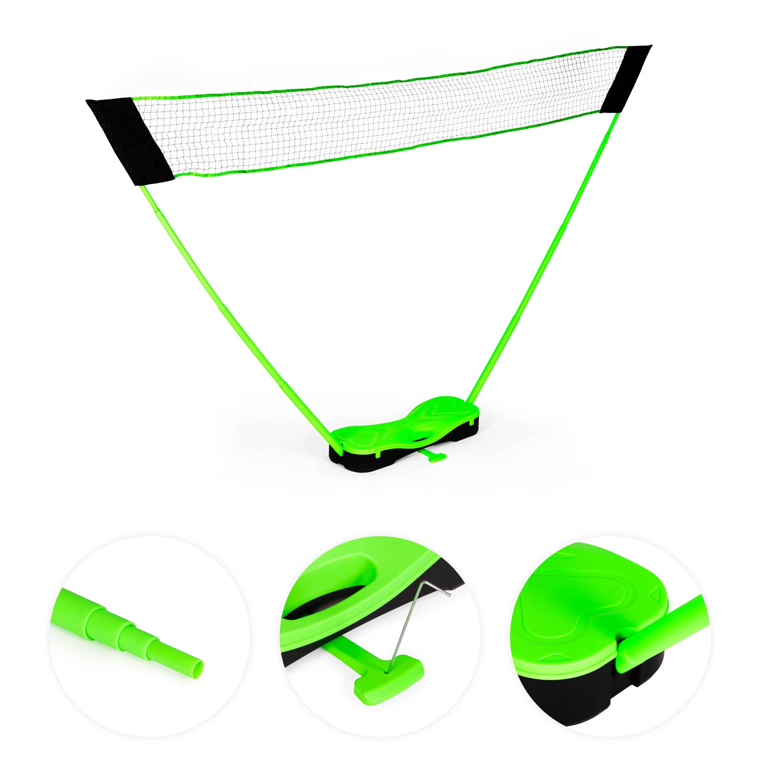 Badmintono rinkinys 300×156 cm sulankstomas tinklas, raketės, skraidukai, lagaminas, MOVEPRO aprašymas - Prekės nuotrauka