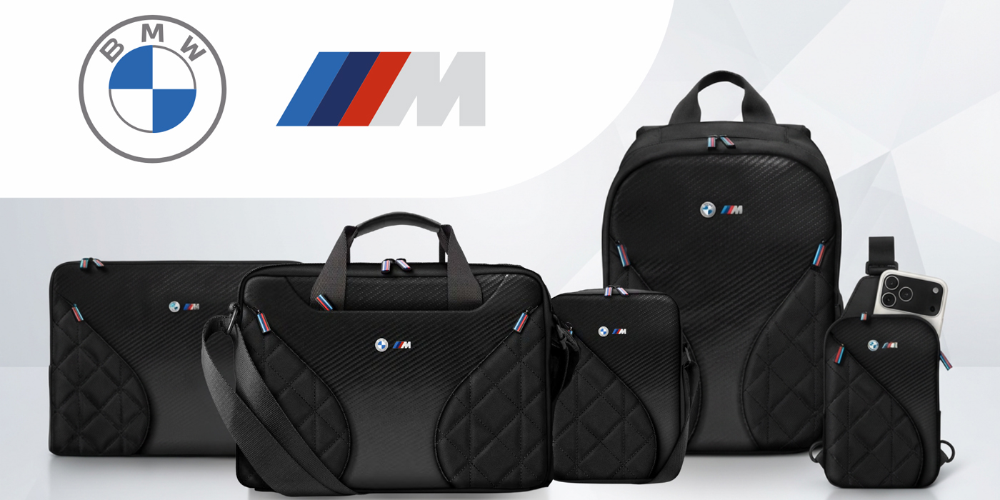 Bag BMW Carbon Pockets & Metal Logo Sleeve 16″ juodos spalvos aprašymas - Prekės nuotrauka