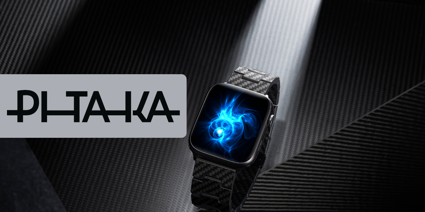 Band PITAKA Carbon Fiber Retro for Watch 1/2/3/4/5/6/7/8/9/10/SE/Ultra/Ultra2 juoda pilka aprašymas - Prekės nuotrauka