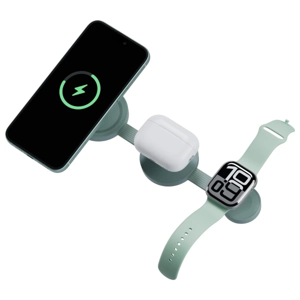 Prestigio Energea Belaidis įkroviklis Bazic GoMag Trio 2 3in1 15W magnetic skirtas Apple iPhone/Watch/AirPods pistachio aprašymas - Prekės nuotrauka Prestigio Energea Belaidis įkroviklis Bazic GoMag Trio 2 3in1 15W magnetic skirtas Apple iPhone/Watch/AirPods pistachio aprašymas - Prekės nuotrauka