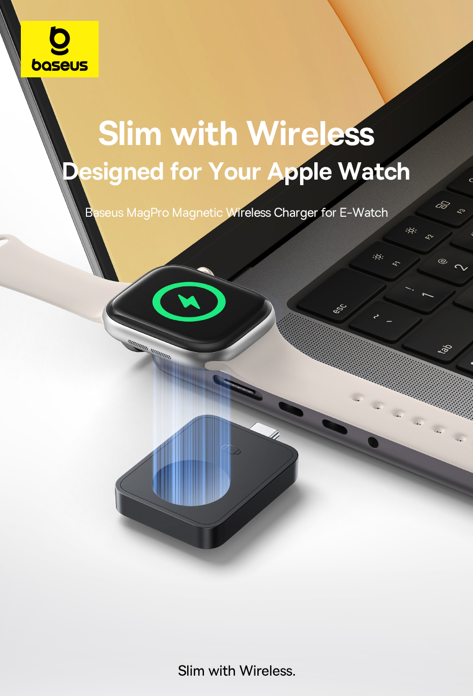 Baseus Belaidis magnetinis įkroviklis MagPro USB-C 2.5W Watch laikrodžiams, juodas aprašymas - Prekės nuotrauka