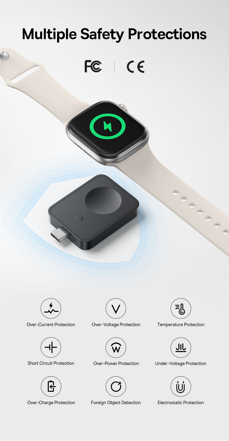 Baseus Belaidis magnetinis įkroviklis MagPro USB-C 2.5W Watch laikrodžiams, juodas aprašymas - Prekės nuotrauka