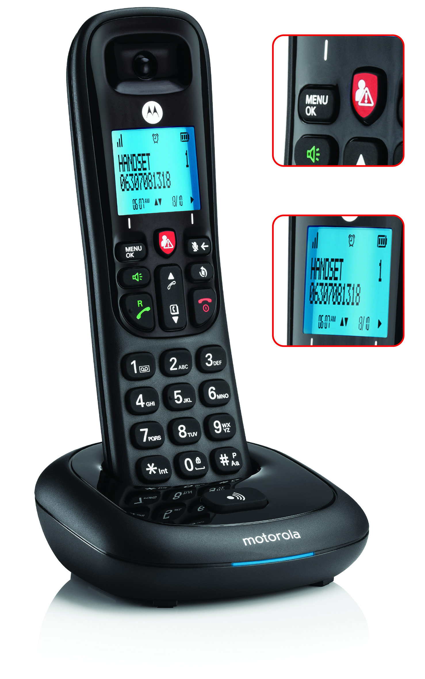 Belaidis stacionarus telefonas Motorola CD4001 juodas aprašymas - Prekės nuotrauka