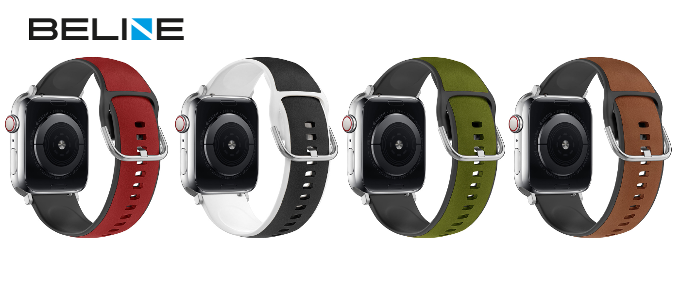 Beline Apple Watch Silicone Leather apyrankė 38/40/41mm rudos spalvos-juodos spalvos/rudos spalvos-juodos spalvos Box aprašymas - Prekės nuotrauka