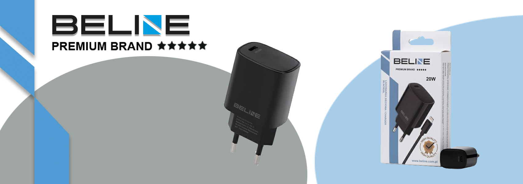 Beline įkroviklis 1x USB-C 20W + laidas USB-C juodos spalvos /juodos spalvos PD 3.0 BLNCB20C aprašymas - Prekės nuotrauka