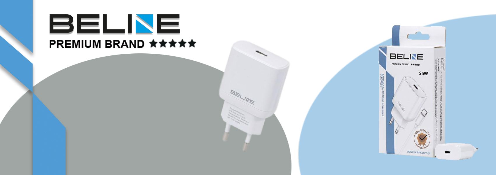 Beline įkroviklis 1x USB-C 25W + USB-C laidas baltos spalvos /baltos spalvos PD 3.0 BLNCW25C GaN aprašymas - Prekės nuotrauka