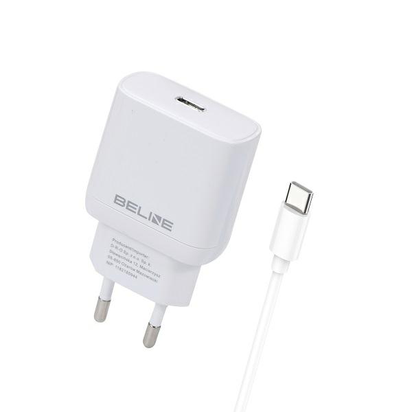 Beline įkroviklis 1x USB-C 25W + USB-C laidas baltos spalvos /baltos spalvos PD 3.0 BLNCW25C GaN aprašymas - Prekės nuotrauka