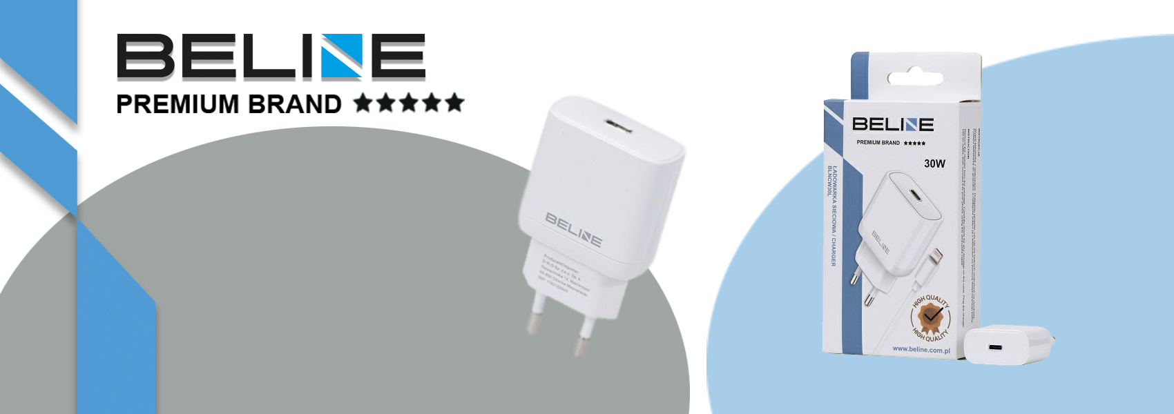 Beline įkroviklis 1x USB-C 30W + USB-C laidas baltos spalvos /baltos spalvos PD 3.0 BLNCW30C GaN aprašymas - Prekės nuotrauka