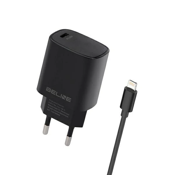 Beline Laidinis įkroviklis 1x USB-C 20W + kabelis lightning juodos spalvos PD 3.0 BLNCB20L aprašymas - Prekės nuotrauka Beline Laidinis įkroviklis 1x USB-C 20W + kabelis lightning juodos spalvos PD 3.0 BLNCB20L aprašymas - Prekės nuotrauka
