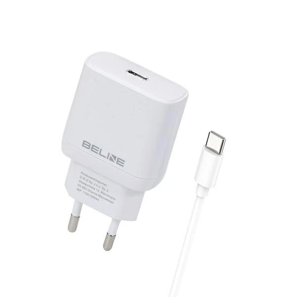 Beline Laidinis įkroviklis 1x USB-C 30W + kabelis USB-C baltos spalvos PD 3.0 BLNCW30C GaN aprašymas - Prekės nuotrauka Beline Laidinis įkroviklis 1x USB-C 30W + kabelis USB-C baltos spalvos PD 3.0 BLNCW30C GaN aprašymas - Prekės nuotrauka