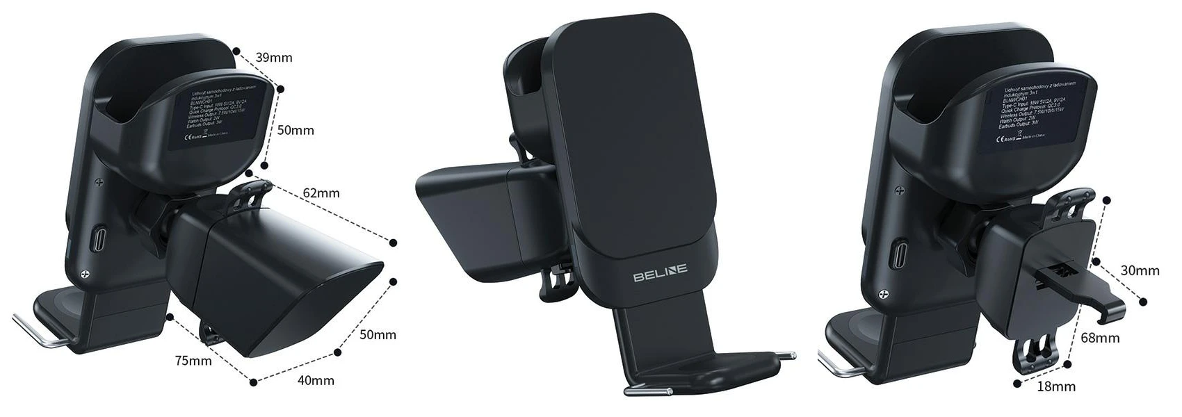 Beline laikiklis automobilinis su belaidžiu įkrovikliu BLNWCH01 3in1 Išmanusis telefonas/iWatch/Airpods aprašymas - Prekės nuotrauka Beline laikiklis automobilinis su belaidžiu įkrovikliu BLNWCH01 3in1 Išmanusis telefonas/iWatch/Airpods aprašymas - Prekės nuotrauka