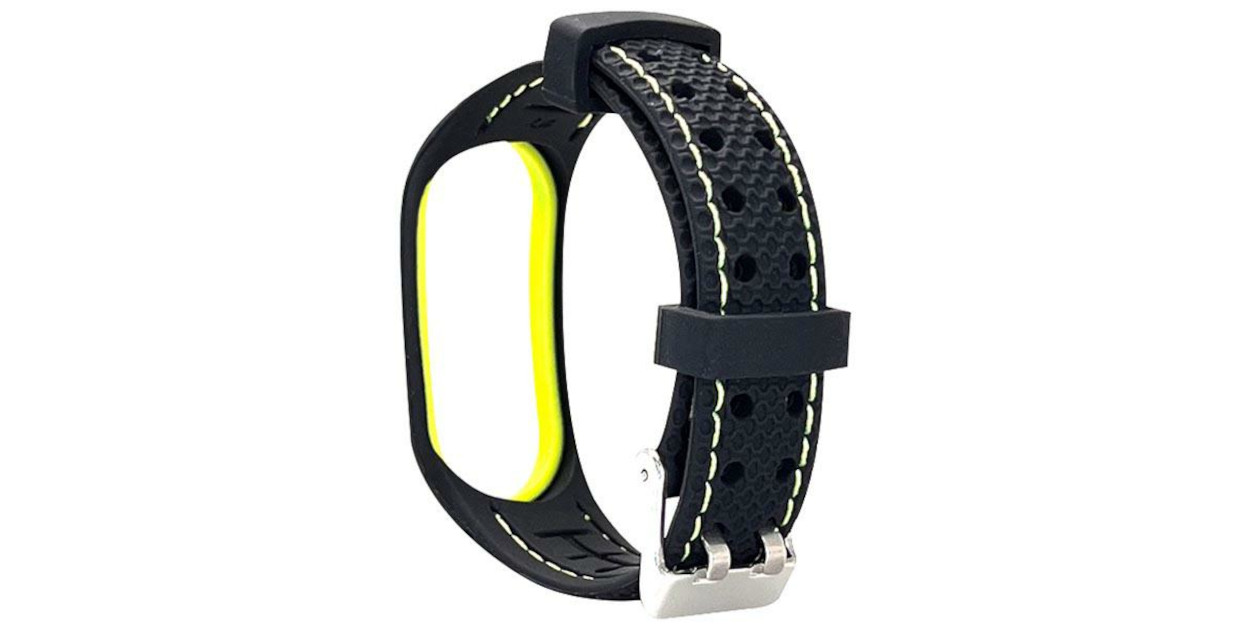 Beline Mi Band 3/4 sportinė apyrankė, juoda/lime spalvos aprašymas - Prekės nuotrauka