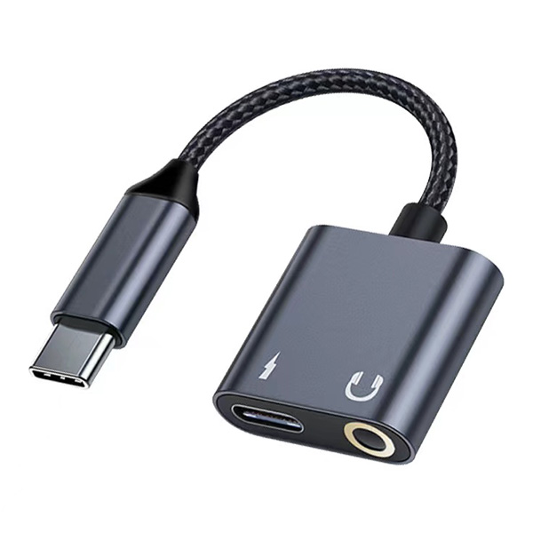 Beline skirstytuvas adapteris USB-C į USB-C/Jack 3.5mm 60W juodas/juodas DAC BLNAA01 aprašymas - Prekės nuotrauka