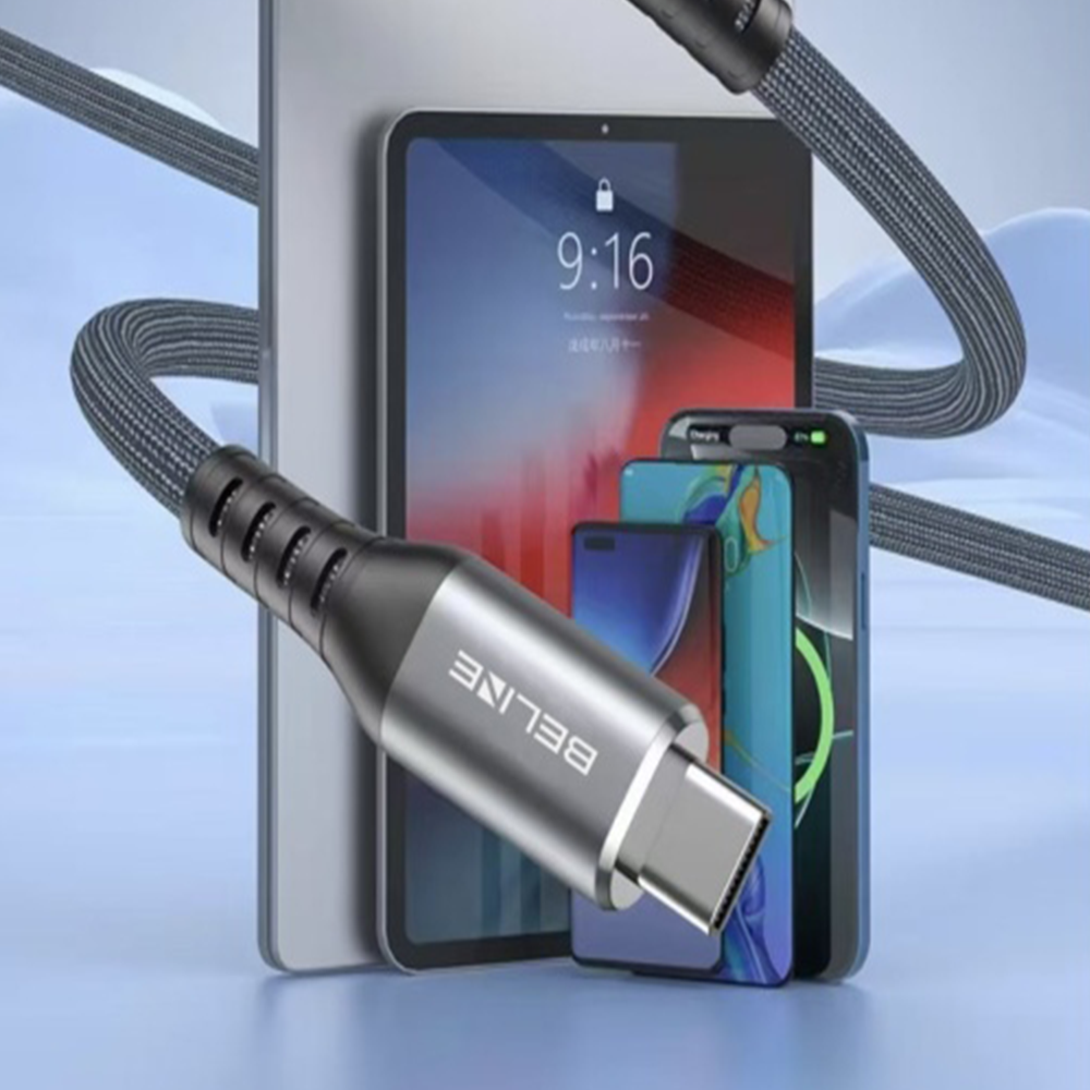 Beline Thunderbolt 4 USB-C laidas 1 m, 48V/5A, 40Gbps, 240W, 8K 60Hz, juodas aprašymas - Prekės nuotrauka