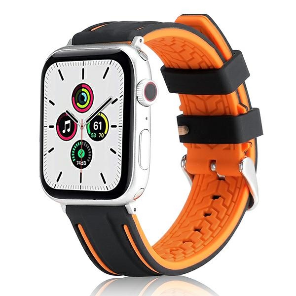 Beline Watch Solid Silicone apyrankė 42/44/45/49mm oranžinės spalvos/juodos spalvos aprašymas - Prekės nuotrauka