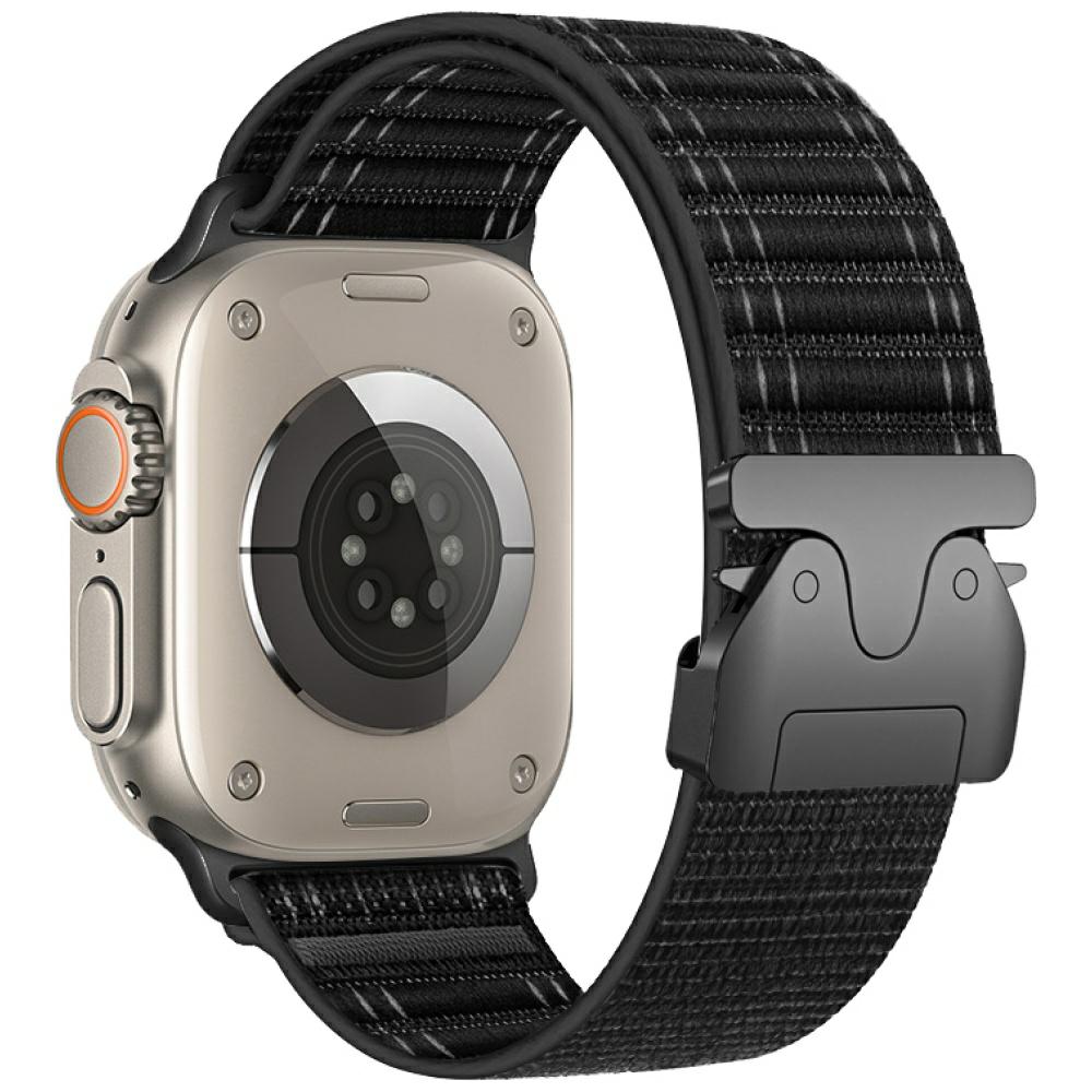 Beline Woven Nylon Diagonal Style Parachute apyrankė for Apple Watch 42/44/45/49mm juodos spalvos aprašymas - Prekės nuotrauka Beline Woven Nylon Diagonal Style Parachute apyrankė for Apple Watch 42/44/45/49mm juodos spalvos aprašymas - Prekės nuotrauka