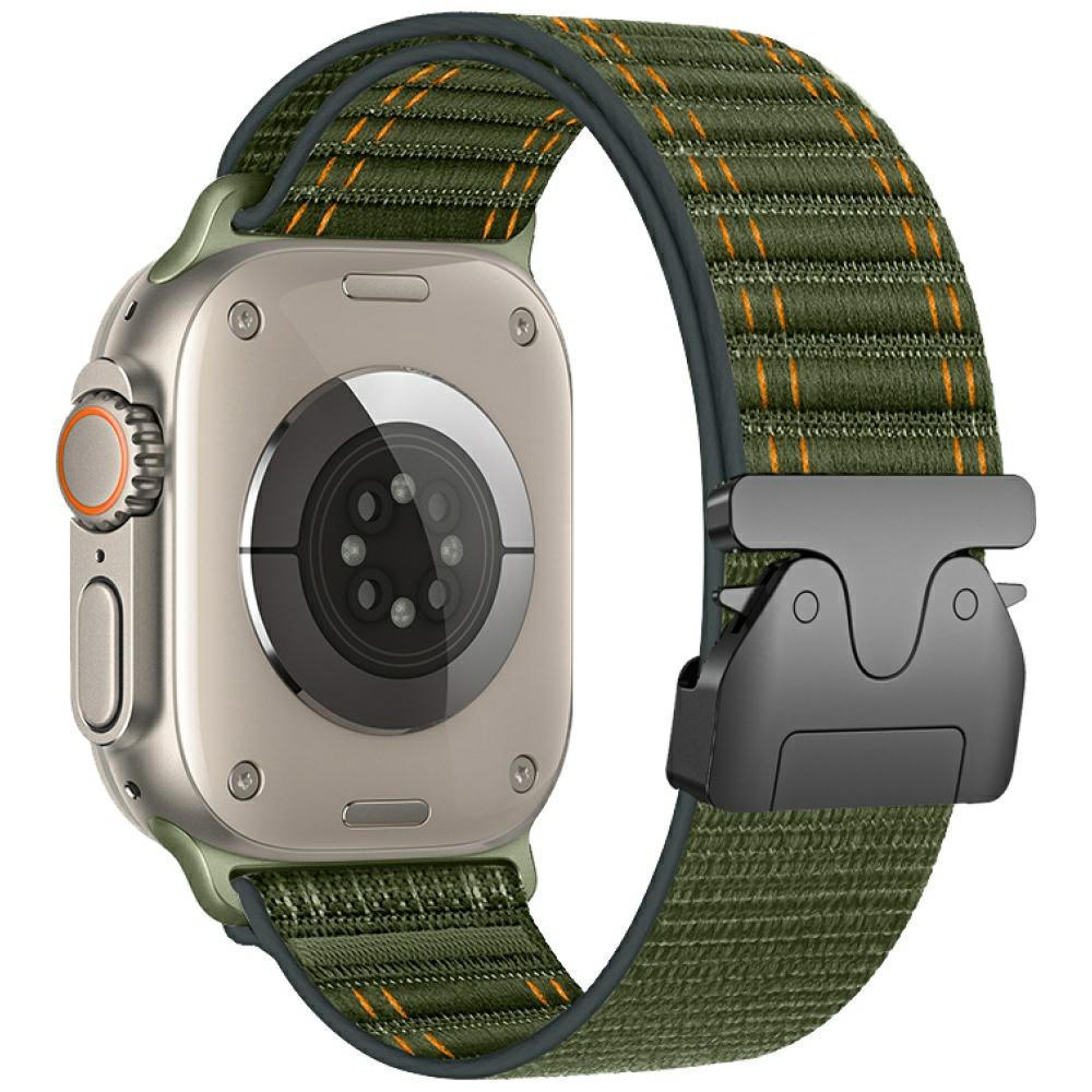 Beline Woven Nylon Diagonal Style Parachute apyrankė for Apple Watch 38/40/41mm žalios spalvos aprašymas - Prekės nuotrauka