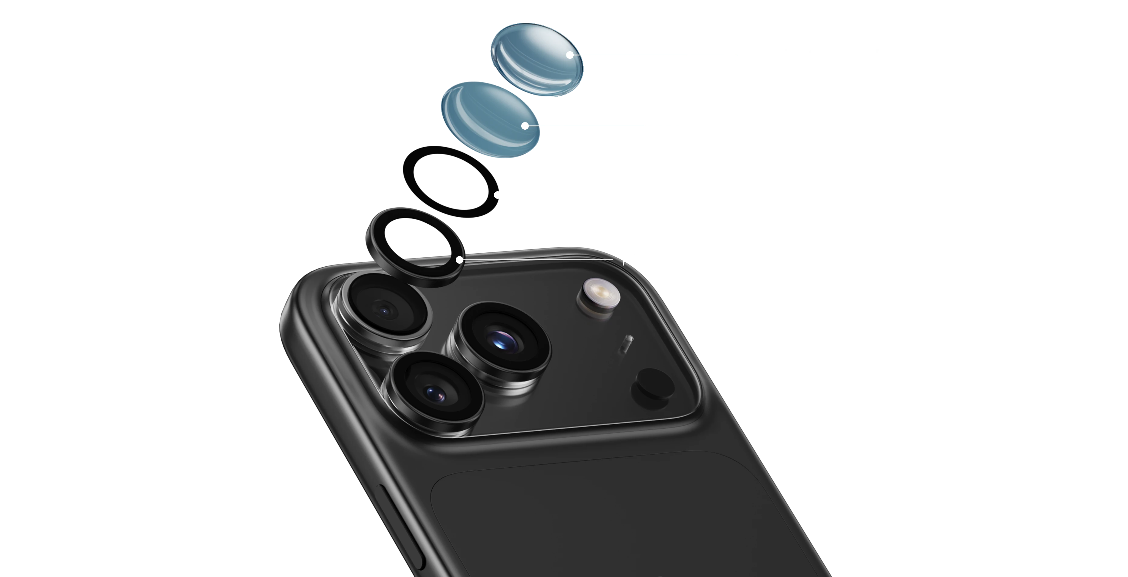 Oem Benks Apsauginis stiklas DR Sapphire Lens Protector telefonui skirtas Apple iPhone 17 Pro/17 Pro Max (objektyvui 3 vnt) juodas aprašymas - Prekės nuotrauka