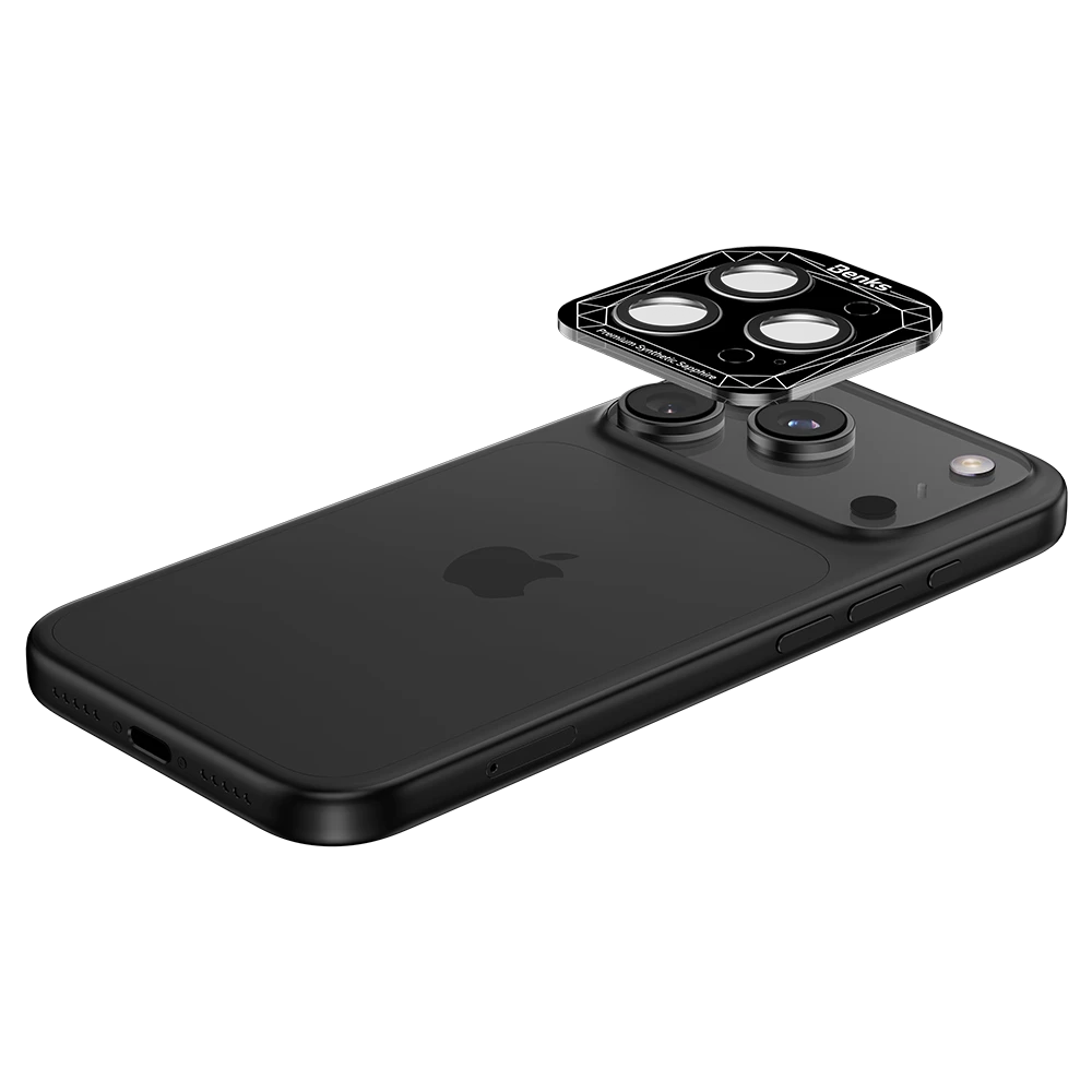 Oem Benks Apsauginis stiklas DR Sapphire Lens Protector telefonui skirtas Apple iPhone 17 Pro/17 Pro Max (objektyvui 3 vnt) juodas aprašymas - Prekės nuotrauka