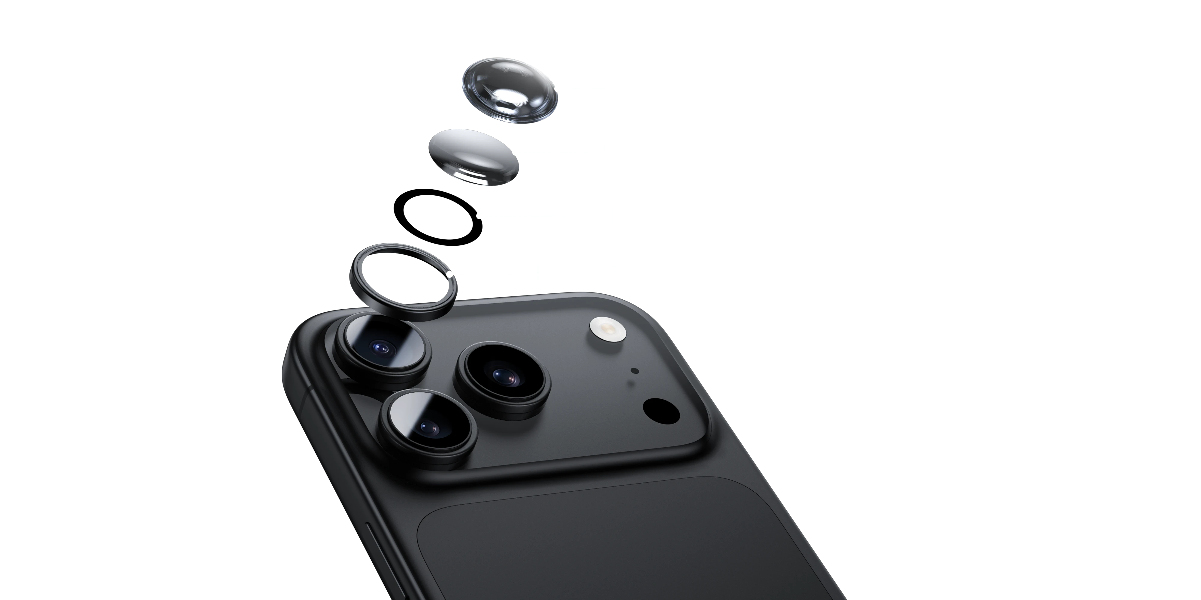 Oem Benks Apsauginis stiklas Glass Warrior Metal Lens Protector telefonui skirtas Apple iPhone 17 Pro/17 Pro Max (objektyvui 3 vnt) juodas aprašymas - Prekės nuotrauka