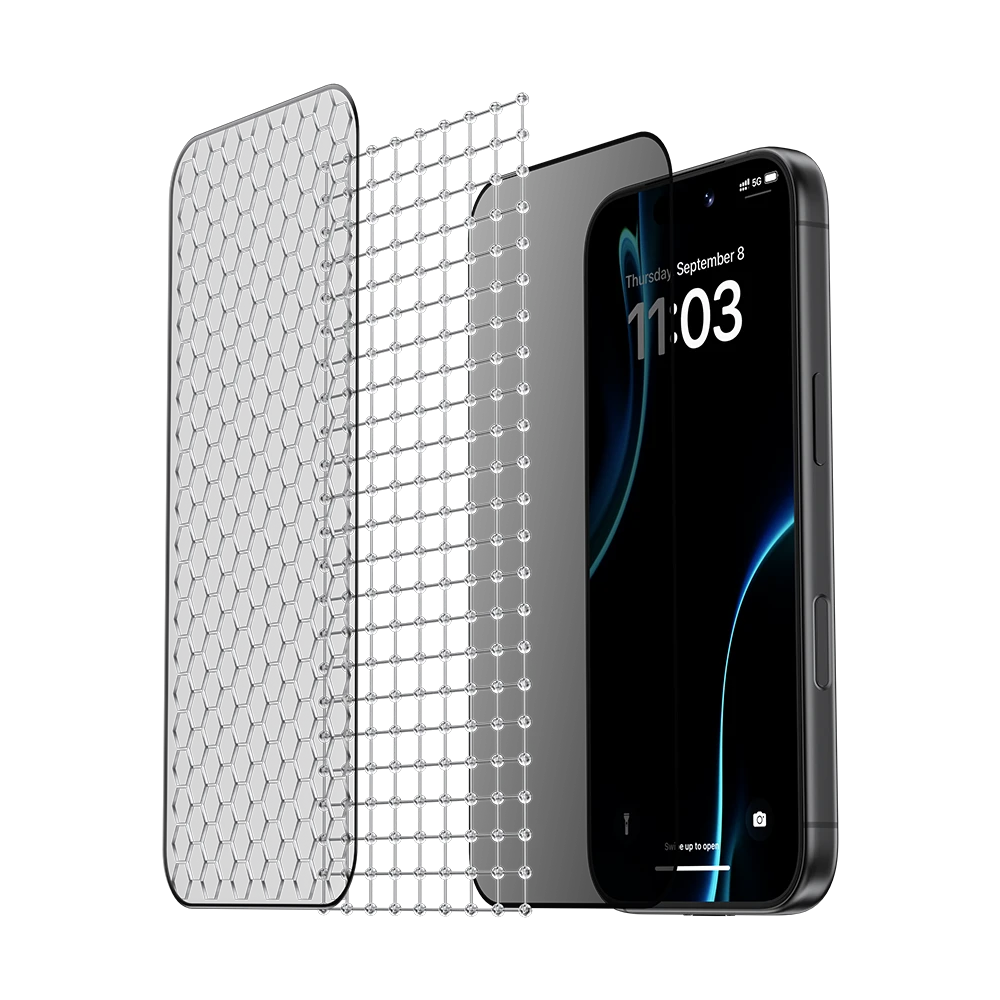 Benks Apsauginis stiklas Glass Warrior Privacy skirtas Apple iPhone 17 Pro Max juodas aprašymas - Prekės nuotrauka