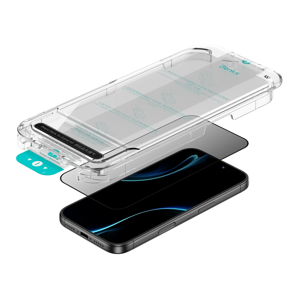 Benks Apsauginis stiklas Glass Warrior Privacy skirtas Apple iPhone 17 Pro Max juodas aprašymas - Prekės nuotrauka