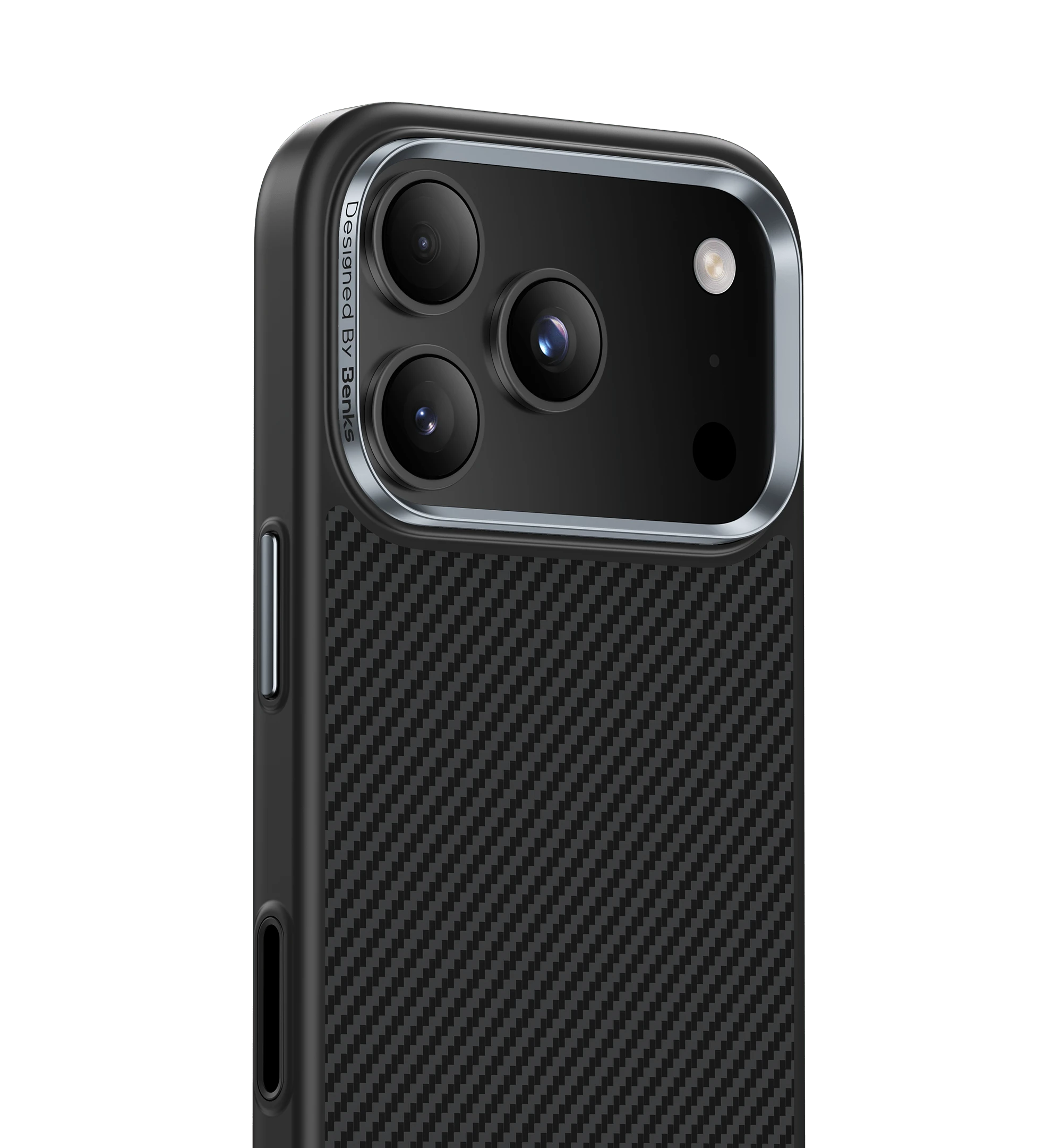 Benks Dėklas Magnetic Armor Pro Kevlar Metal Frame 600D (A070) skirtas Apple iPhone 17 Pro Max juodos spalvos (Camera Control Button) aprašymas - Prekės nuotrauka