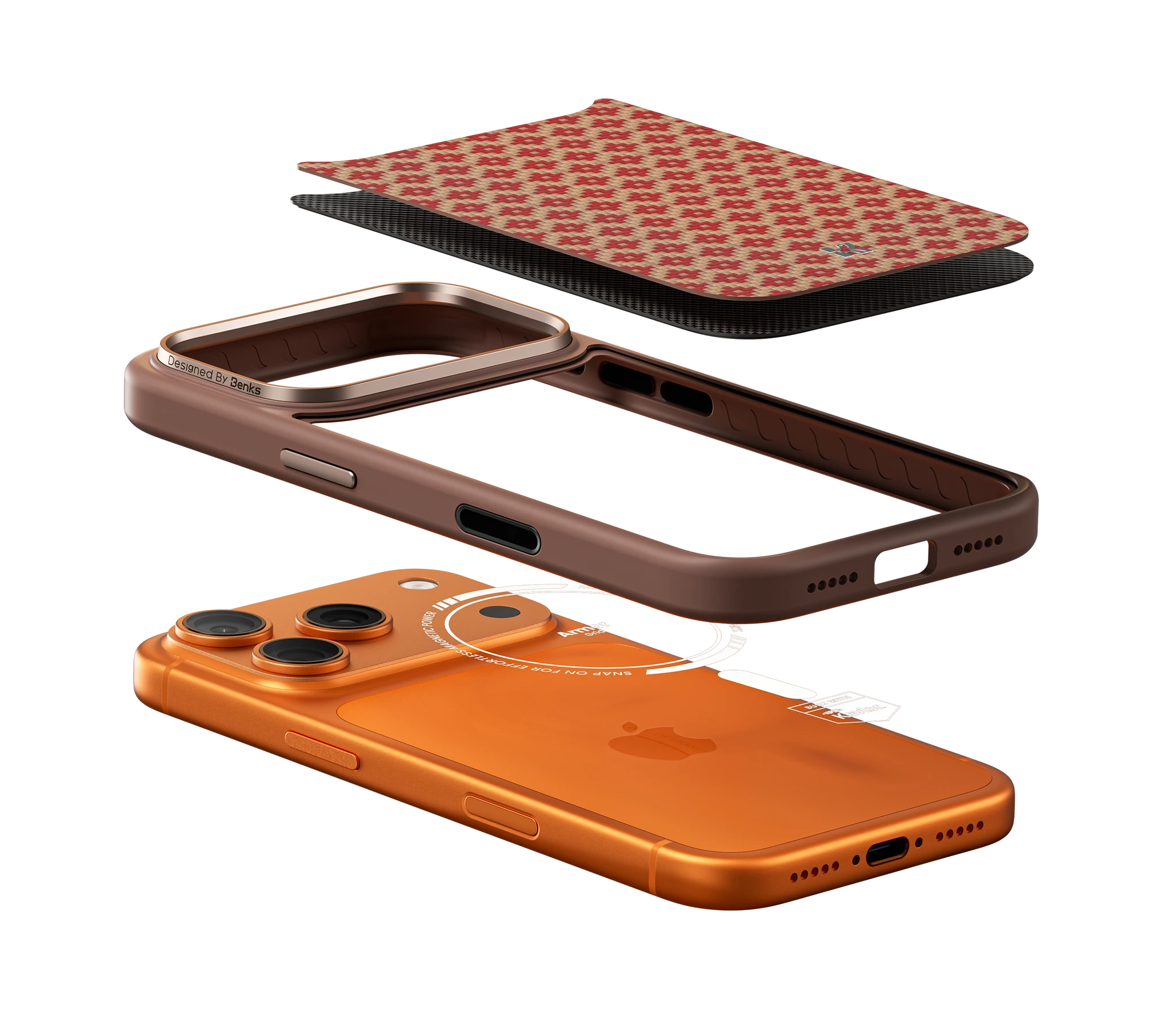 Benks Magnetic Armor Air Armor Grid Kevlar dėklas Metal Frame 600D (A070) skirtas Apple iPhone 17 Pro Max auksinis aprašymas - Prekės nuotrauka