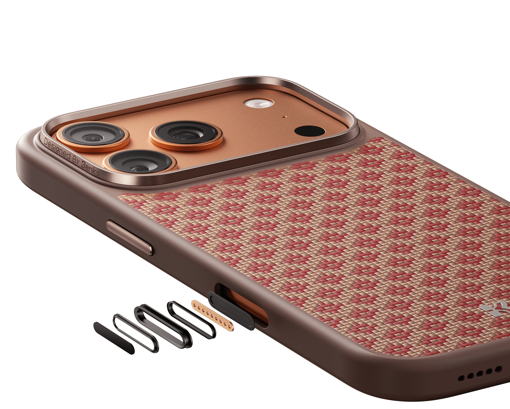Benks Magnetic Armor Air Armor Grid Kevlar dėklas Metal Frame 600D (A070) skirtas Apple iPhone 17 Pro Max auksinis aprašymas - Prekės nuotrauka
