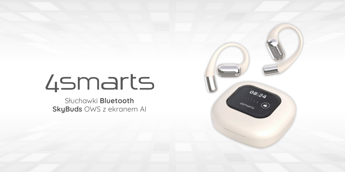 „Bluetooth“ ausinės 4smarts SkyBuds OWS su dirbtinio intelekto ekranu, smėlio spalvos aprašymas - Prekės nuotrauka