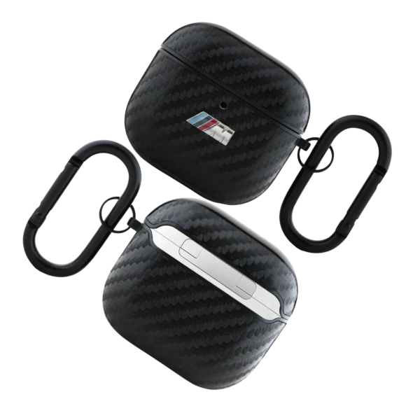 BMW BMA4CMPUCA AirPods 4 ausinių dėklas juodos spalvos PU Carbon M Collection aprašymas - Prekės nuotrauka