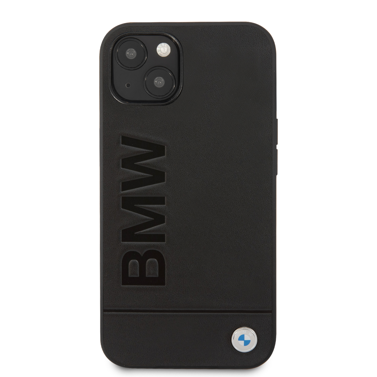 BMW BMHCP14MSLLBK iPhone 14 Plus / 15 Plus 6,7″ juodos spalvos Leather Stamp dėklas aprašymas - Prekės nuotrauka