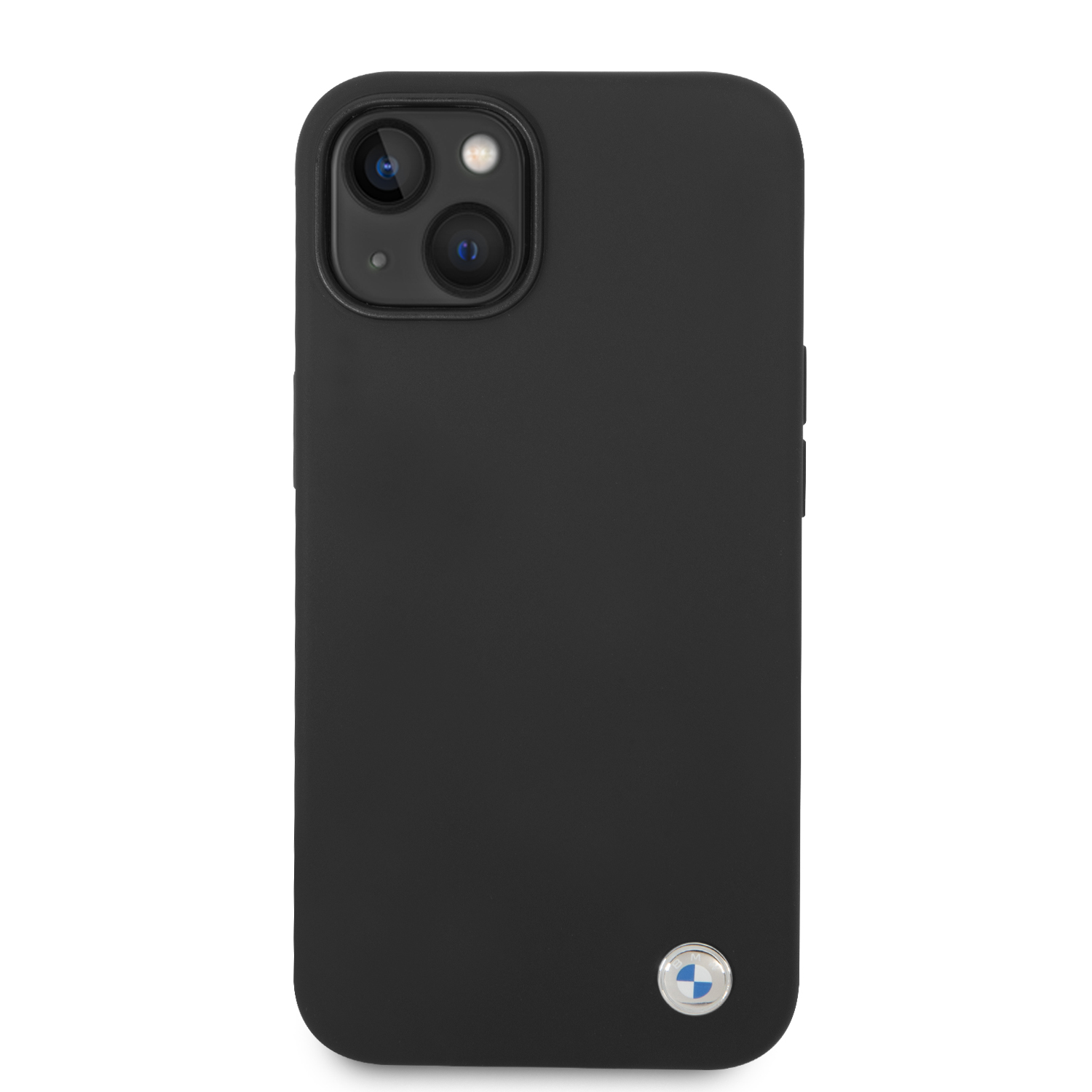 BMW BMHCP14SSILBK iPhone 14 / 15 / 13 6.1″ juodos spalvos Silicone Metal Logo dėklas aprašymas - Prekės nuotrauka