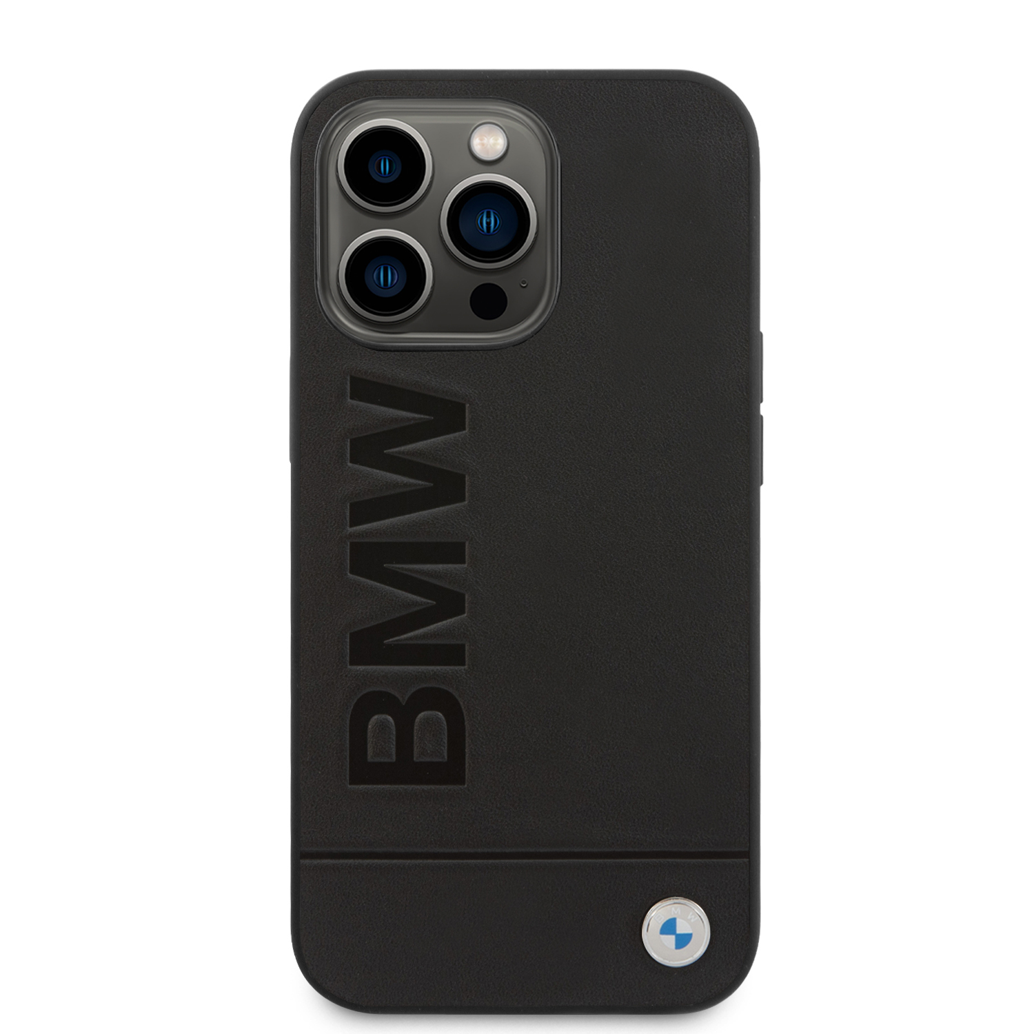BMW BMHCP14XSLLBK iPhone 14 Pro Max 6,7″ juodos spalvos Leather Stamp dėklas aprašymas - Prekės nuotrauka