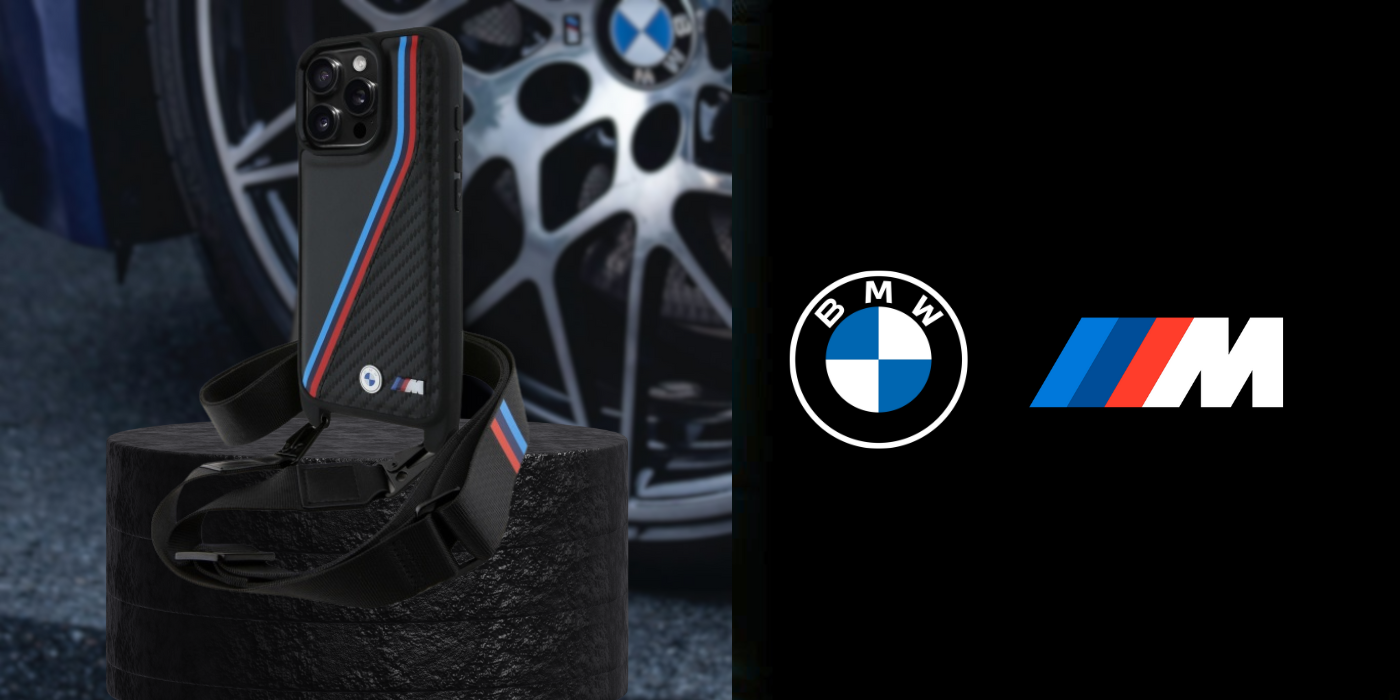 BMW BMHCP16L23PSVTK iPhone 16 Pro 6.3″ juodos spalvos kietas dėklas M Edition Carbon Tricolor Lines & Strap aprašymas - Prekės nuotrauka