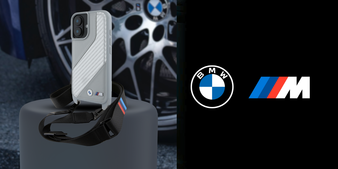 BMW BMHCP16S23PSCCG iPhone 16 6.1″ pilkas kietas dėklas M Edition Carbon Stripe & Strap aprašymas - Prekės nuotrauka