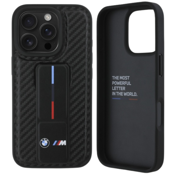 BMW BMHCP16SGSPCCK Apple iPhone 16 6.1″ juodos spalvos kietas dėklas M Grip Stand Smooth and Carbon aprašymas - Prekės nuotrauka BMW BMHCP16SGSPCCK Apple iPhone 16 6.1″ juodos spalvos kietas dėklas M Grip Stand Smooth and Carbon aprašymas - Prekės nuotrauka