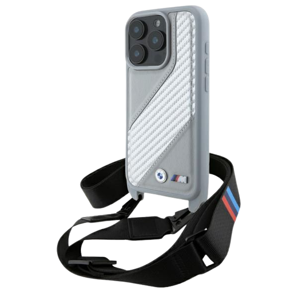 BMW BMHCP16X23PSCCG iPhone 16 Pro Max 6.9″ pilnas kietas dėklas M Edition Carbon Stripe & Strap aprašymas - Prekės nuotrauka